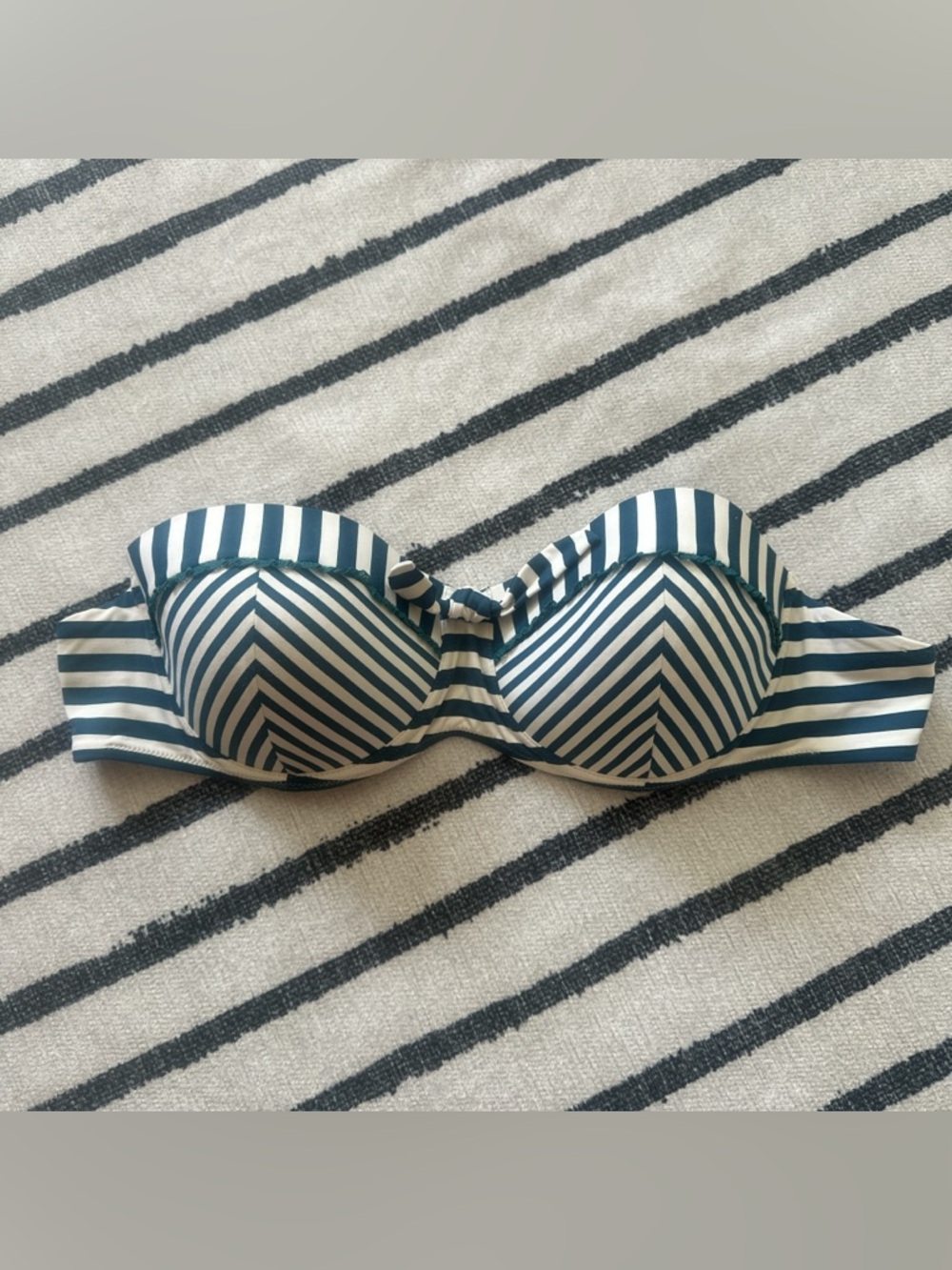 Paolita nautical strip strapless bikini top with molded cups